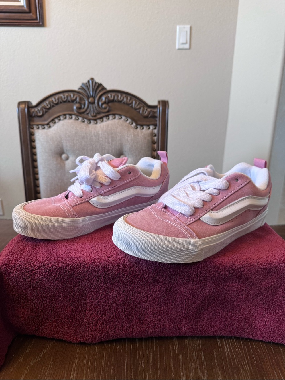 6.5 Women’s Pink Lace-Up Vans Sneakers - Classic Side Stripe